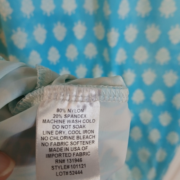 Jude Connally Aqua Blue White Ella Stretch Dress Size L Casual Short Sleeve - Picture 8 of 8